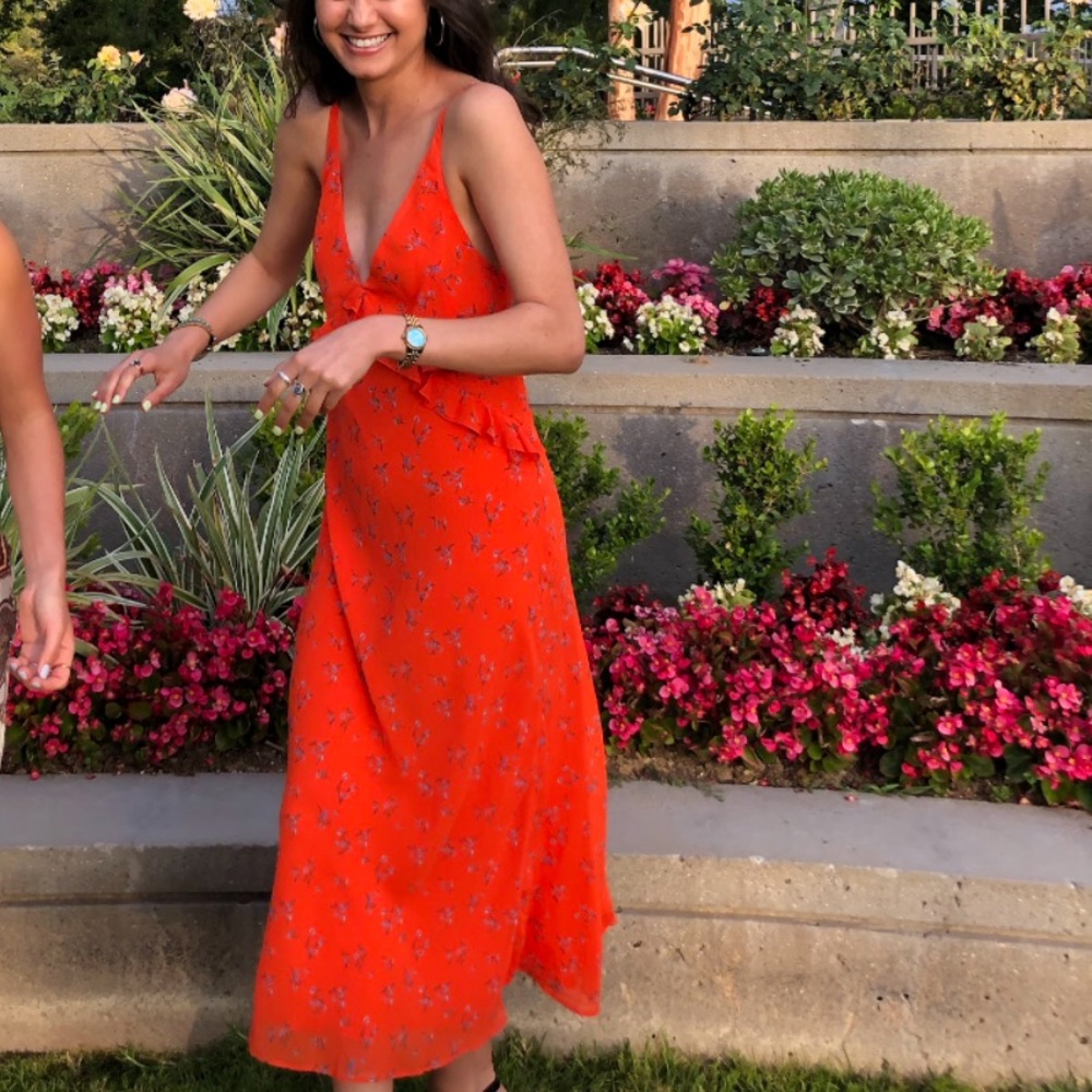 Elegant Orange Floral Dress